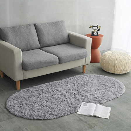 Tüy Dökmez Tavşan Tüyü Post Halı Gri