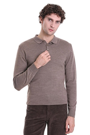 Vizon Regular Fit Düz Polo Yaka Triko Kazak | 3XL