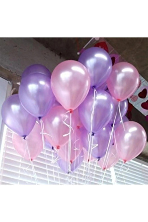 10 Adet Metalik (mor-pembe Balon) Parlak Helyum Uyumlu