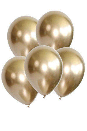 Krom Parlak Balon Gold Altın Renk 10 Adet Aynalı Balon 30 Cm