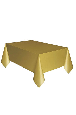 Gold Masa Örtüsü 120x180 Cm Doğum Günü Partisi Tek Kullanımlık Plastik Masa Örtüsü