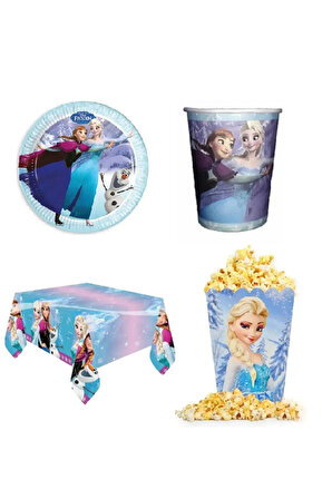 Frozen Elsa Anna Karlar Kraliçesi 16 Kişilik Doğum Günü Parti Konsepti Seti Elsa Parti Malzemeleri