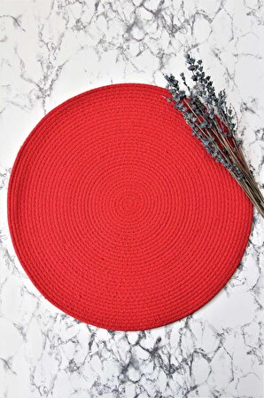 Dede Ev Tekstil 35 cm Yuvarlak Kırmızı Silinebilir Amerikan Servis Takımı 2 Kişilik