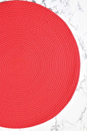 Dede Ev Tekstil 35 cm Yuvarlak Kırmızı Silinebilir Amerikan Servis Takımı 2 Kişilik
