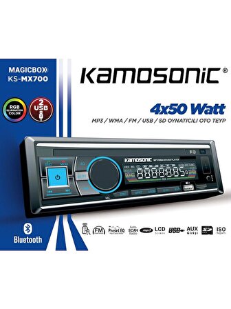 KS-MX700 KAMOSONC OTO TEYP  ÇİFT USB AUX SD BLUETOOTH