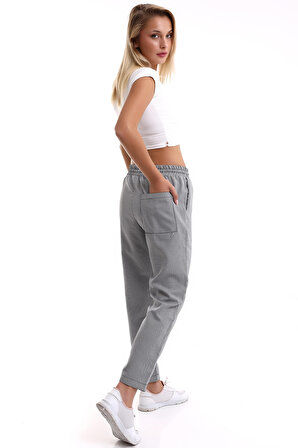 Kadın Beli Lastikli Cep Detaylı Havuç Kesim Pantolon 7001-452-0001