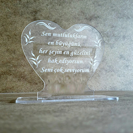 Anneler İçin Pleksi Tebrik Kartı Lazer Kazıma Güzel Sözler (Kişiye Özel Hediye)