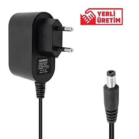 5 Volt - 1 Amper 5.5*2.5 Uçlu Yerli Üretim Plastik Kasa Priz Tipi Adaptör