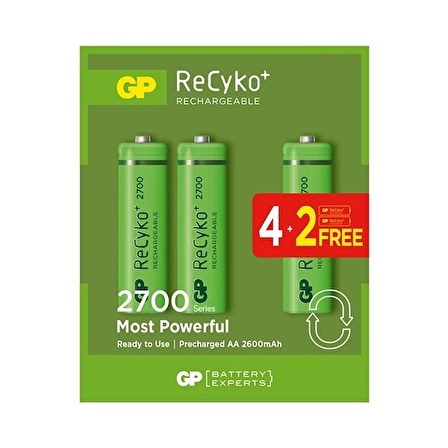 Gp Recyko 2600 Mah Aa Kalem 6lı Şarjlı Pil 4+2 Paket Fiyatı