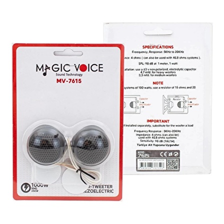 Magıcvoıce Mv-7615 100 Watt 4 Ohm Oto Tweeter