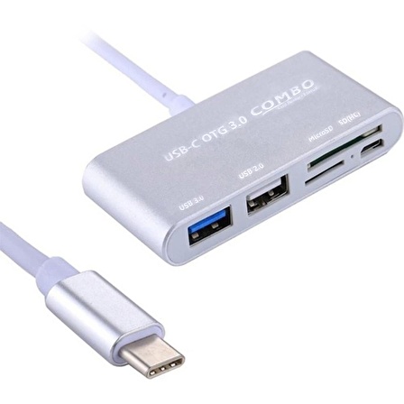 Usb Type-c To Otg Combo Usb 3.0 Hub+kart Okuyucu