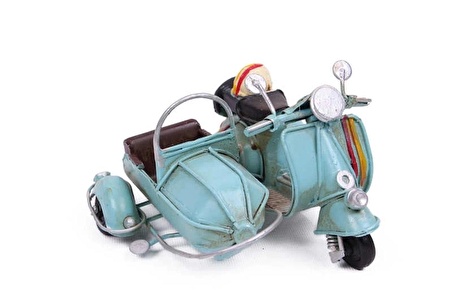 Vintage Tasarım Dekoratif Metal Scooter Sepetli