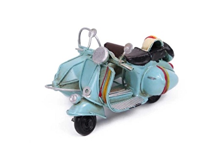 Vintage Tasarım Dekoratif Metal Scooter Sepetli