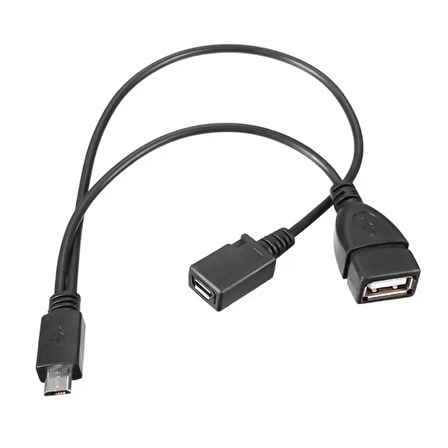 Usb Dişi Micro Usb Erkek-dişi Y 20 Cm Otg Kablo