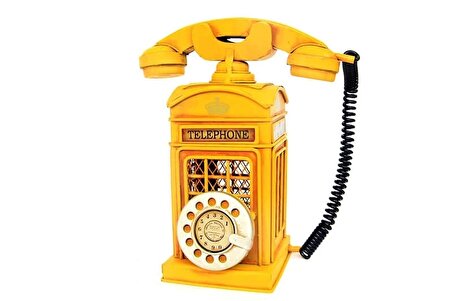 Vintage Tasarım Dekoratif Metal Ahizeli Telefon Kumbara