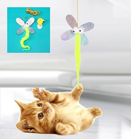 Pratik Kelebek Model Elastik Kendinden Yapışkanlı Kedi Oyun Oltası