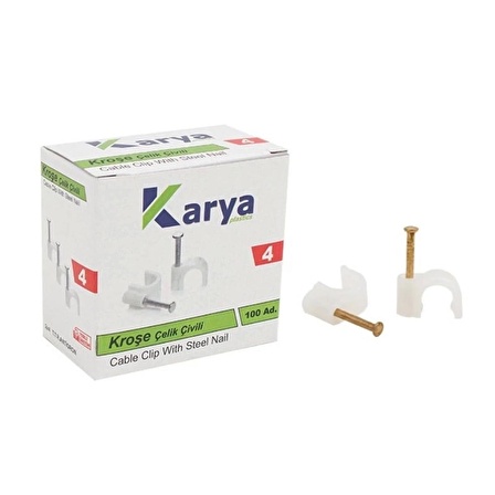 Karya 4 Numara Çelik Çivili 8 Mm Kroşe 100lü Paket2x4 Antigron Kablolar İçin