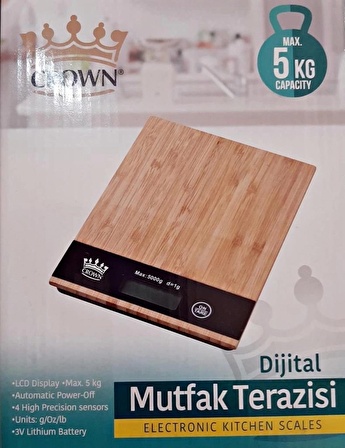 Dijital Lcd Mutfak Tartısı Terazisi 5kg Bambu Desenli