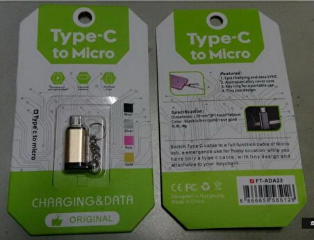 Micro Usb To Type-C Otg Adaptör Çevirici Aparat Dönüştürücü