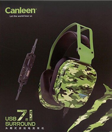 Canleen 7.1 Usb Kablolu Kulak Üstü Profesyonel Nikrofonlu Oyuncu Kulaklık