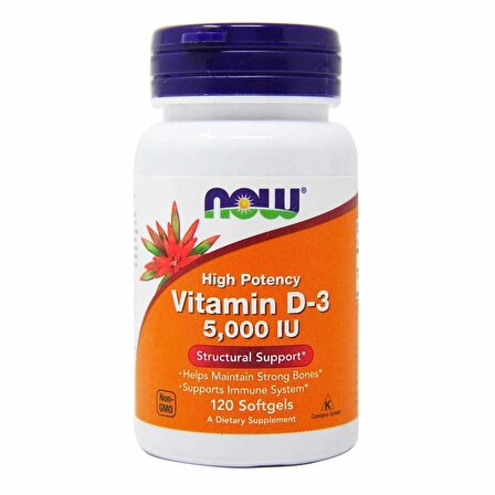 NOW Foods Vitamin D3 High Potency 5000 IU 120 Softgels