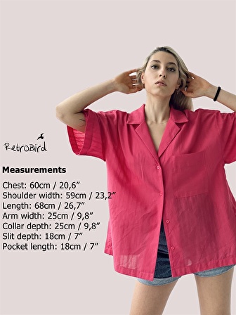 Retrobird Retro Yaka Oversize Gömlek Kadın Pembe