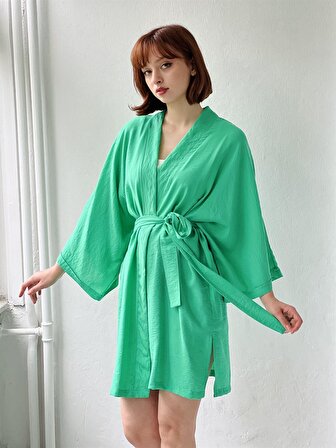 Retrobird Aerobin Kumaş Kimono Kadın Yeşil