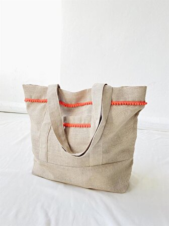 Retrobird Tasarım Tote Çanta Shopping Bag Kadın Kum Rengi 