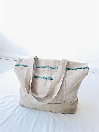 Retrobird Tasarım Tote Çanta Shopping Bag Kadın Taş Rengi