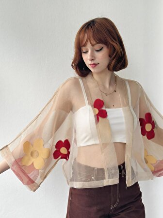 Retrobird Tasarım Mini Kimono Kadın Kum