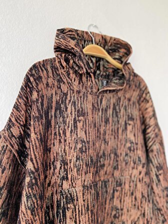 Retrobird Dokuma Kışlık Oversize Kapüşonlu Sweatshirt Unisex Siyah