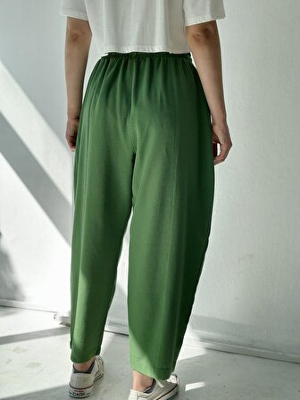 Retrobird Yoga Meditasyon Hafif Şalvar Keten Pantolon Kadın Yeşil