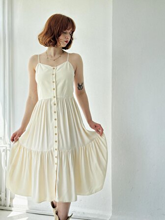 Retrobird Country Girl Tasarım Elbise Kadın Krem