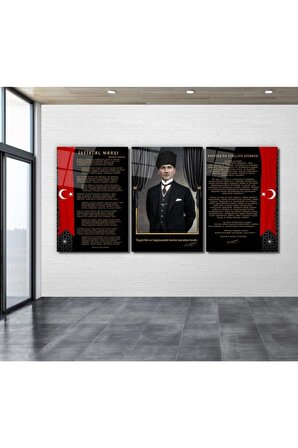 Atatürk Köşesi Triple Miyrem-Cam Tablo