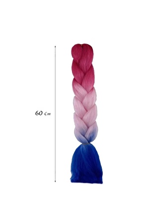 Koyu Pembe Üç Renk Ombreli Afrika Örgüsü Box Braid Sentetik Saç 60cm 100gr