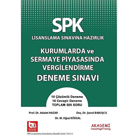 SPK Kurumlarda ve Sermaye Piyasasında Vergilendirme Deneme Sınavı
