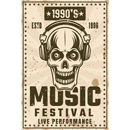 1990Lar Müzik Festivali Retro Ahşap Poster