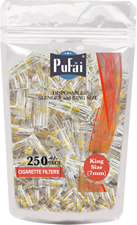 Pufai Slender Sigara Filtresi Katran Süzer 7 mm Ağızlık 250 Adet