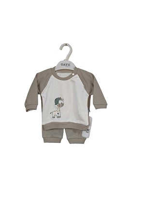 Baskılı Yumuşak Dokulu Çizgili Bebek Takım Bebek Kıyafeti Erkek & Kız %100 Pamuk