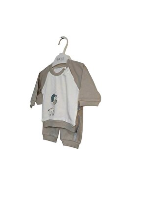Baskılı Yumuşak Dokulu Çizgili Bebek Takım Bebek Kıyafeti Erkek & Kız %100 Pamuk
