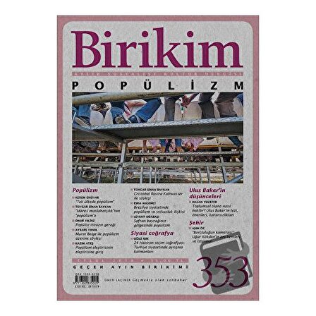 Birikim Aylık Sosyalist Kültür Dergisi Sayı: 353 Eylül 2018