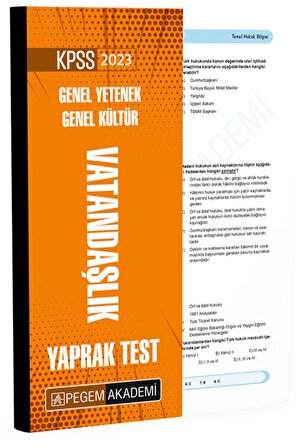 Pegem 2023 KPSS Vatandaşlık Yaprak Test Genel Yetenek Genel Kültür