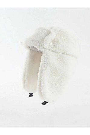 Peluş Beyaz Şapka Kayak Şapka