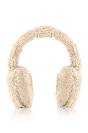 Soğuktan Koruyucu Soft Peluş Kışlık Katlanabilir Kulaklık Krem