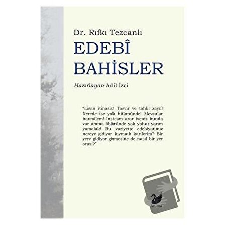 Edebi Bahisler / Anima Yayınları / Rıfkı Tezcanlı