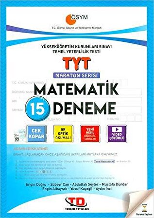 TYT Matematik 15 Deneme Maraton Serisi Tandem Yayınları