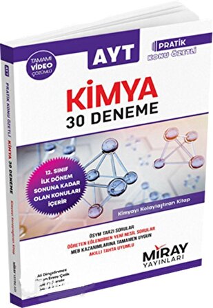 Miray Yayınları AYT Kimya Özel Pratik Konu Özetli 30 Deneme