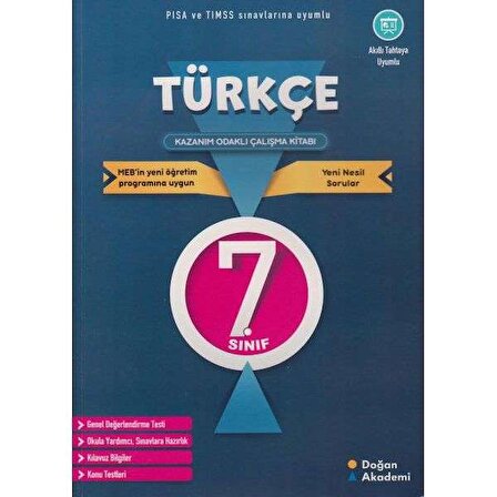 Doğanak Yayınları 7. Sınıf Türkçe Kazanım Odaklı Çalışma Kitabı