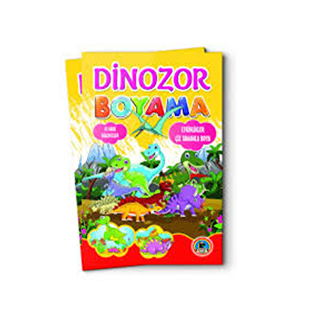Dinazor Boyama Kitabı Renkli Boya Defteri, Örnekli, Büyük Boy, 128 sayfa, 19x27cm