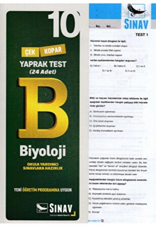 Sınav Yayınları 10.Sınıf Biyoloji Yaprak Test 